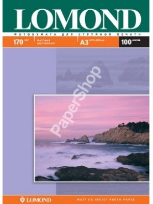 PAPIER Lomond 170 г/м, Матт / матт двусторонняя, А3, 100л. Код 0102012