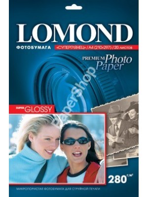 PAPIER Lomond 280 г/м, супергл., А4, 20л. Код 1104101